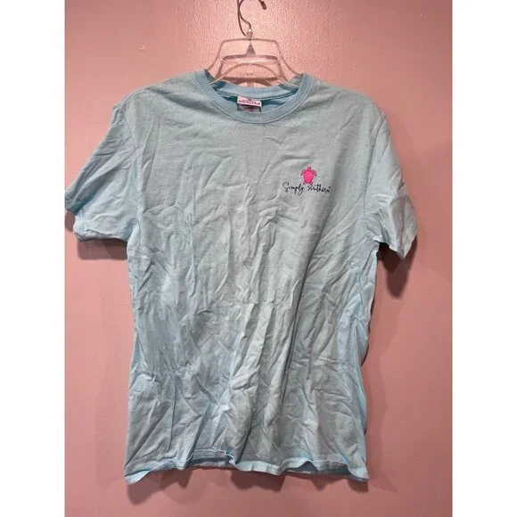 Simply Southern Womens "Save Them Turtles" Medium T-Shirt Aqua Pink Turtle Grap - Picture 2 of 10